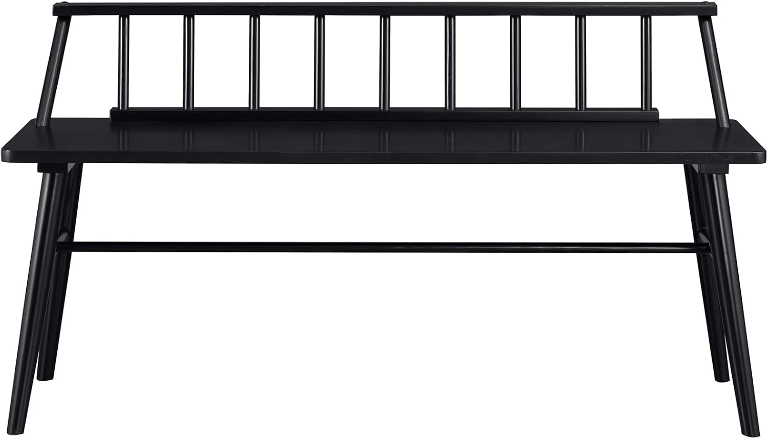 Lennon Boho Solid Wood Low Spindle-Back Bench, 47 Inch, Black