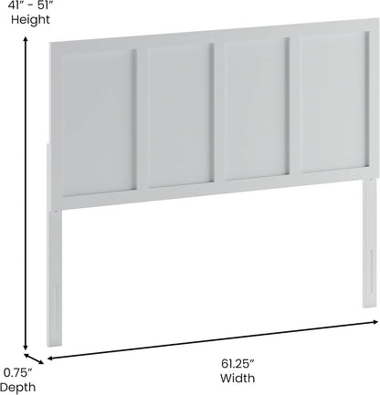 White four panel wooden queen headboard, view 2