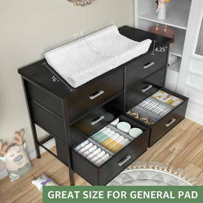 Bedroom Sets Nightstand Set 3 Piece Black with 6 Fabric Drawers Modern