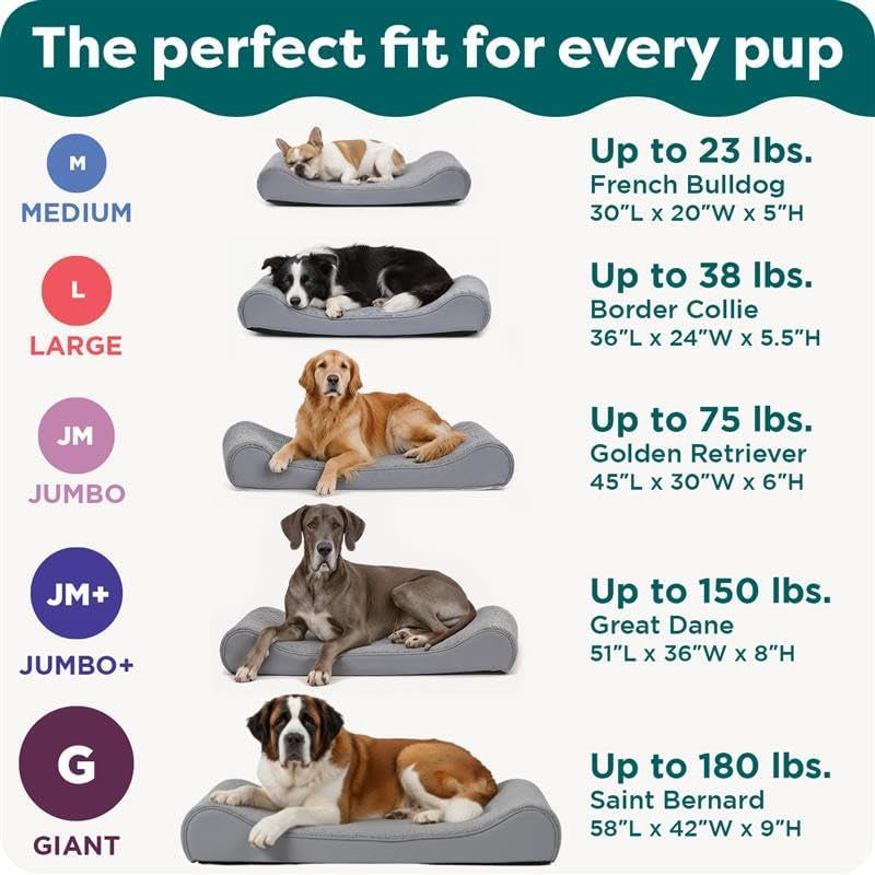 Orthopedic Dog Bed for Large Dogs, Luxe Lounger Contour Mattress with Solid Orthopedic Foam Slab for Joint Support, Removable Washable Cover, Jumbo XL, Plush Suede, Gray