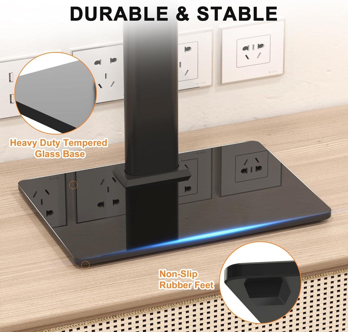 Universal Swivel TV Stand Base Table Top TV Stand for 17-43 Inch Tvs Height Adjustable Monitor Mount Stand, Holds up to 88Lbs, Max VESA 200X200Mm, TS205