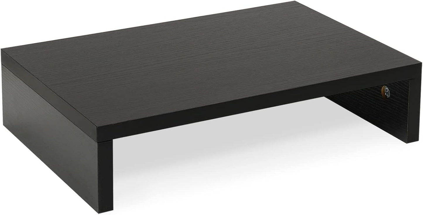 14.2 Inch Monitor Stand Riser, Wood Monitor Riser with Storage for Desk Small Monitor Stand Tv/Screen/Pc/Laptop Riser Computer Stand Desktop Shelf (Black-14.2 Inch)