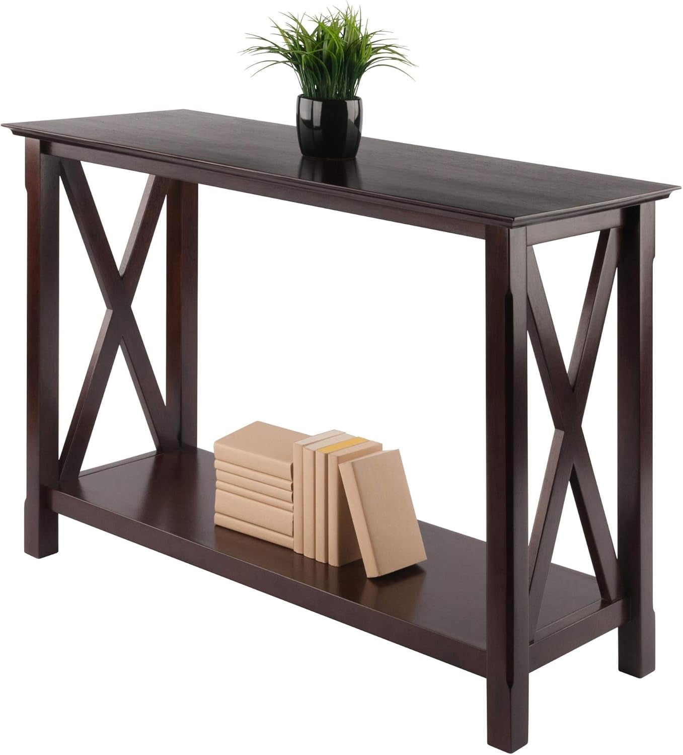 Xola Console Table with Shelf in Cappuccino, Thin Entryway Table for Hallway, Living Room, Elegant Furniture for Any Home Decor