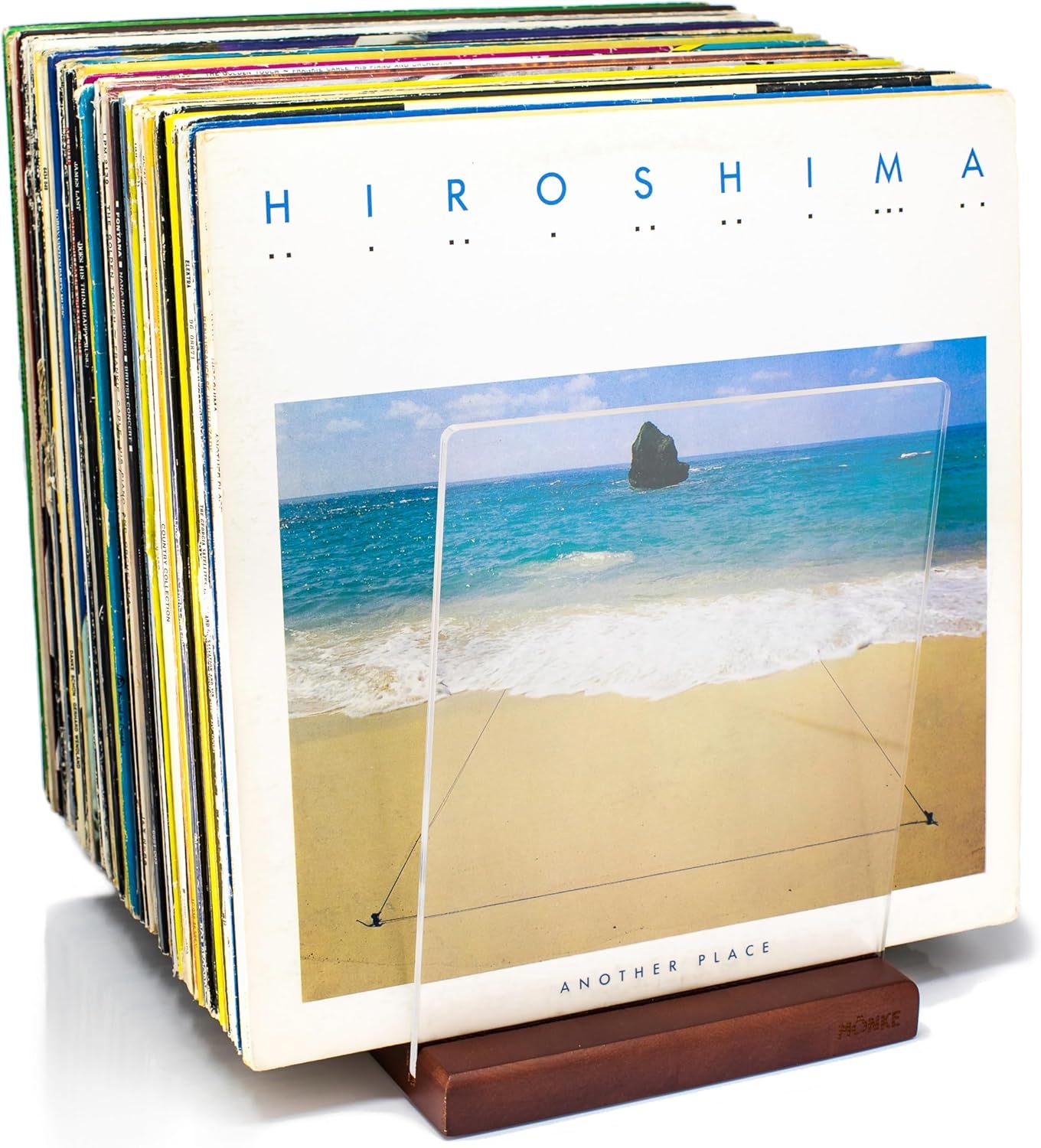 Premium Vinyl Record Storage - a Mid-Century Style Record Holder for Albums, 60-70 LP Capacity - Complements Any Record Player (Brown)