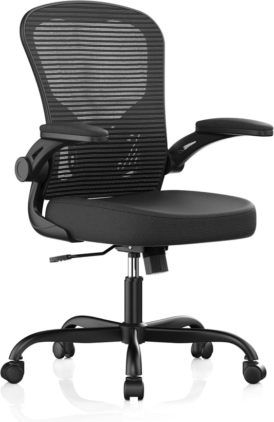 Office Chair, Ergonomic Desk Chairs 330LBS Capacity High Back Mesh Computer Chair with Flip-Up Armrests, Comfy Work Chair with Adjustable Lumbar Support, Rolling Chair