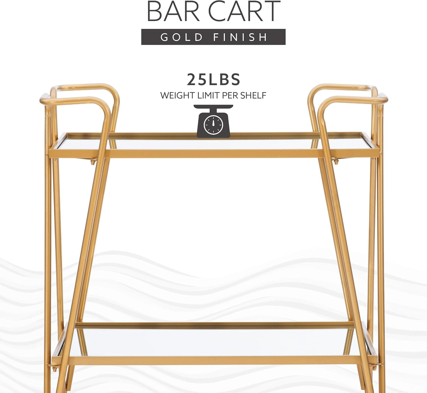 Gina Mid-Century Bar Cart, Gold