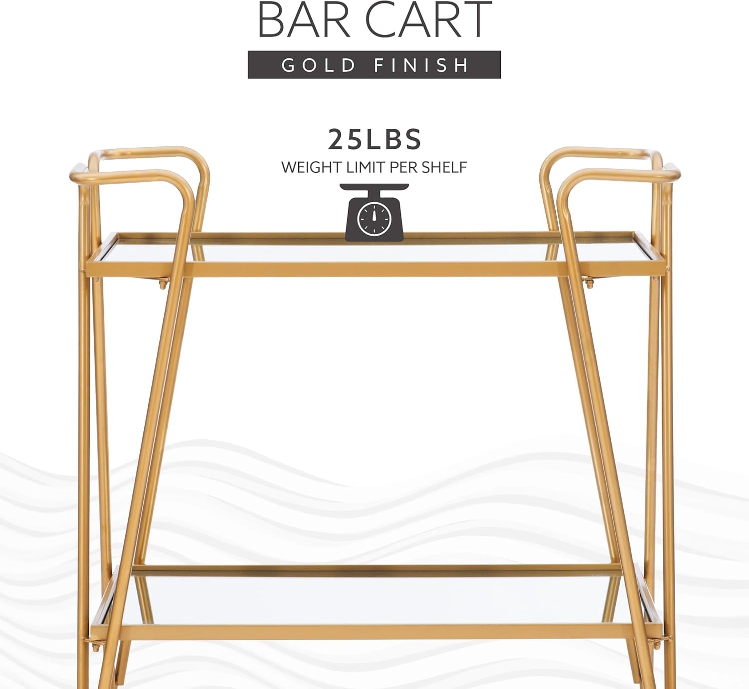 Gina Mid-Century Bar Cart, Gold