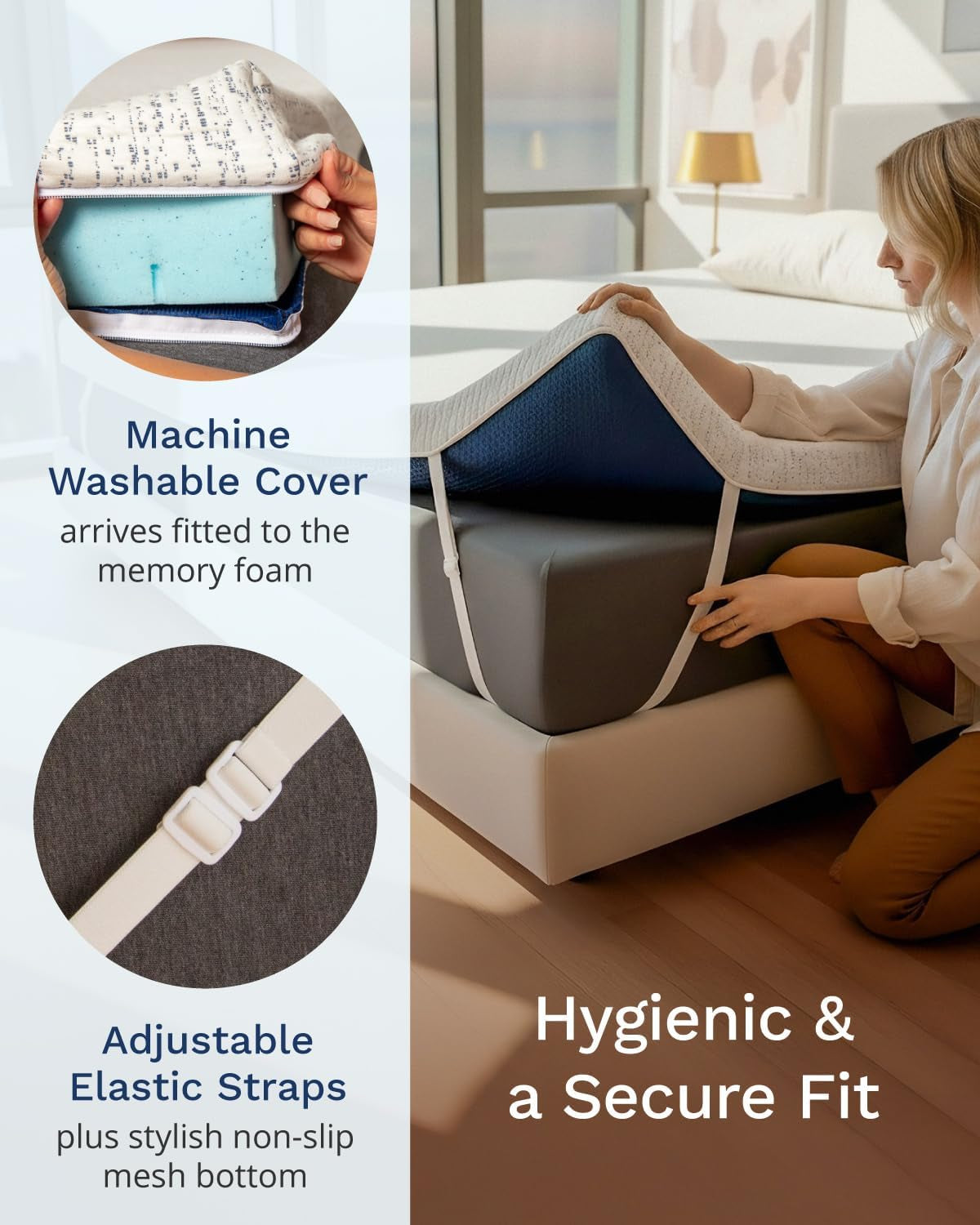 3 Inch Memory Foam Mattress Topper King - Select High Density - (Gel-Infused and Ventilated) Mattress Pad with Soft Removable Bamboo-Rayon Cover