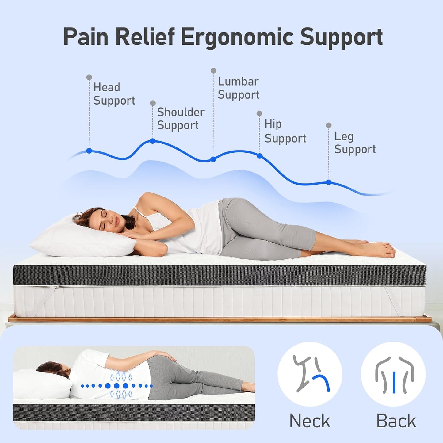 Extra Firm Mattress Topper: Queen Size 3 Inch, High Density Bed Topper, Extra Support for Pain Relief, Breathable Washable Cover with Anti-Slip Straps, Certipur-Us Oeko-Tex Certified 80X60