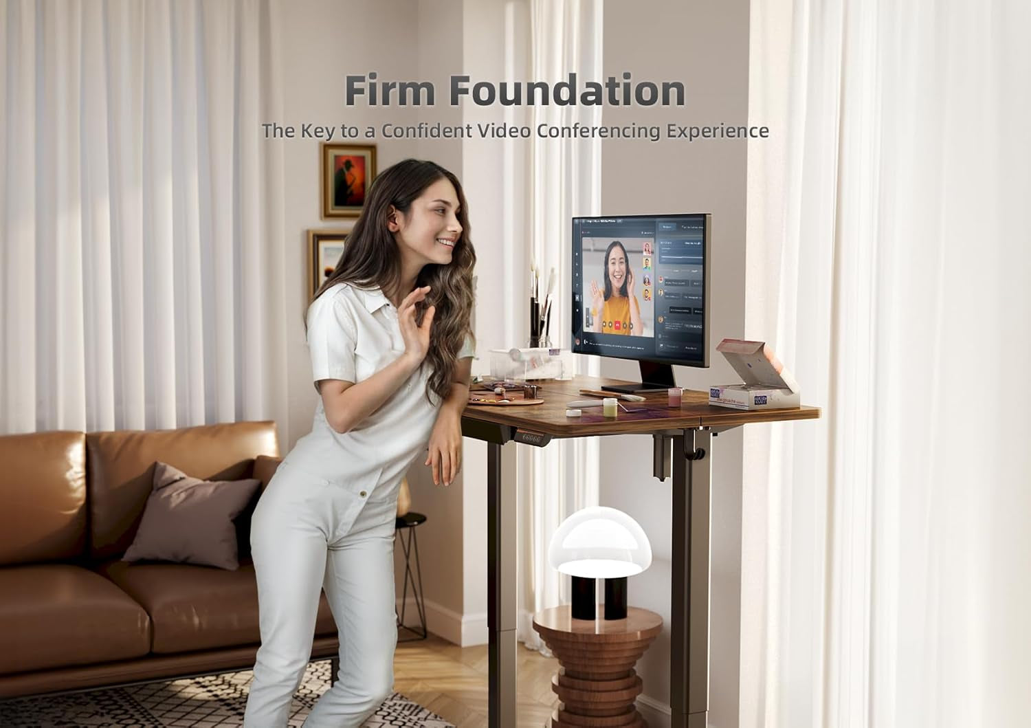 Standing Desk with Drawers, Electric Adjustable Height 48 X 24 Inch Stand up Desks for Home Office, Rustic Brown