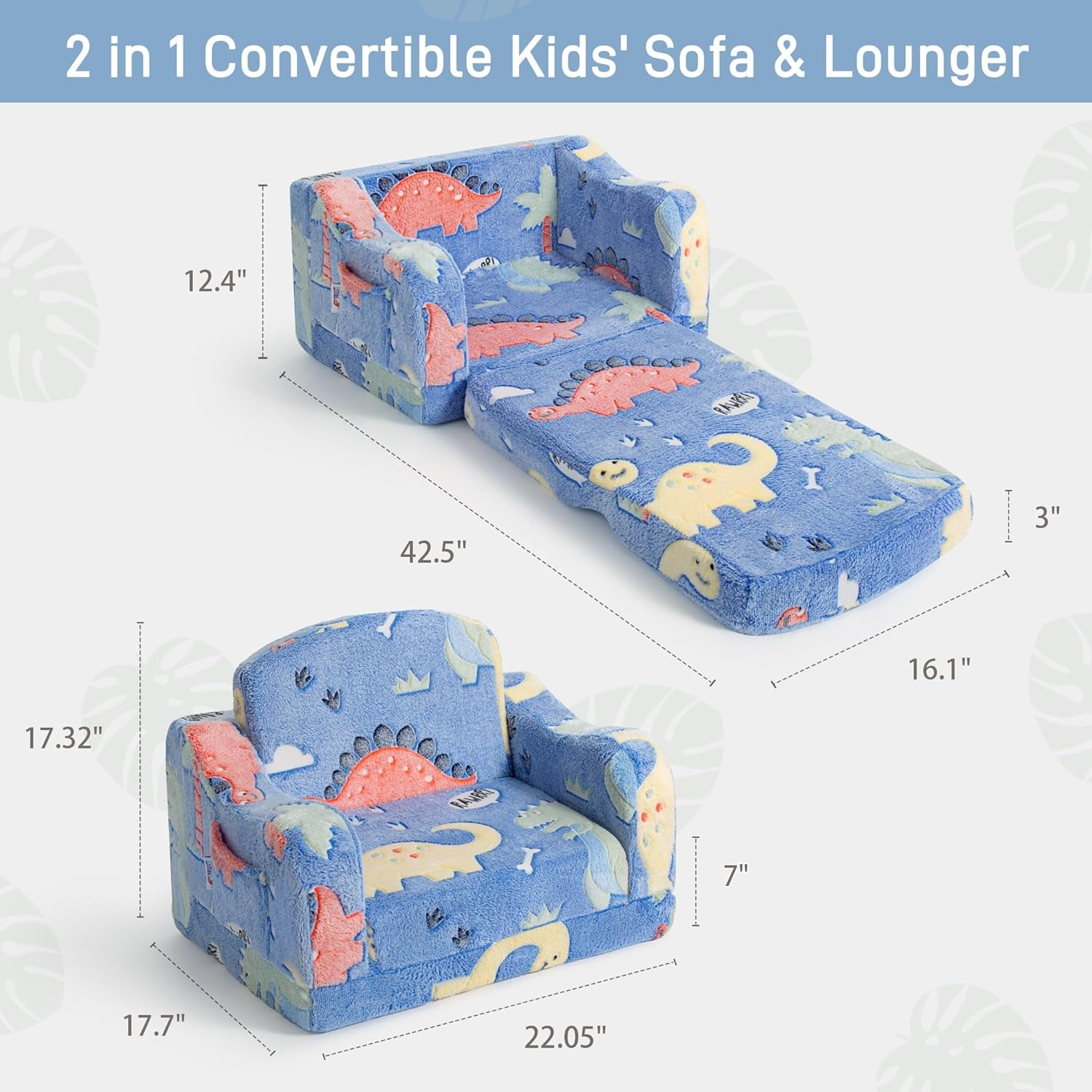 Thick Comfy Toddler Chair and Couch for Kids,2-In-1 Soft Plush Fold Out Sofa for Children,Convertible Couch to Lounger for Toddler