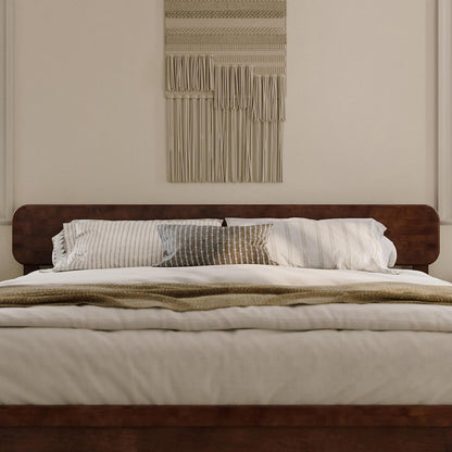 , Florence Adjustable Modern round King Solid Wood Headboard, Walnut