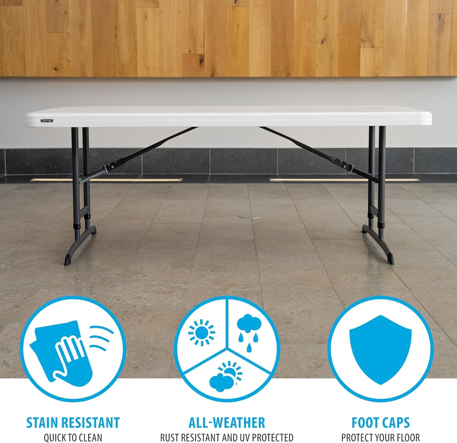 6-Foot Adjustable Height Nesting Table, Commercial, White Granite