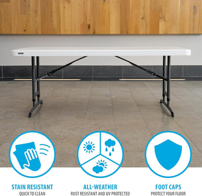 6-Foot Adjustable Height Nesting Table, Commercial, White Granite