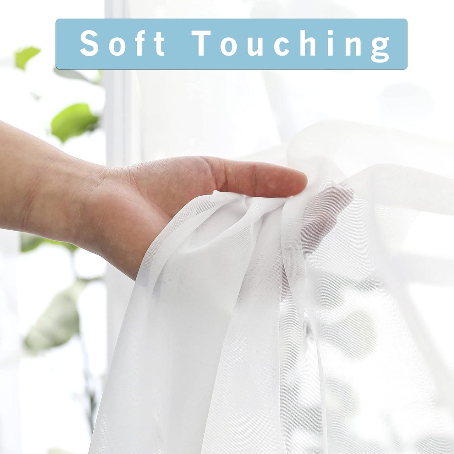 Sheer Curtains 84 Inches Long 2 Panels Set for Living Room/Bedroom, Rod Pocket Voile Sheer Panel Drapes, White, 2Pcs, Each 42" W X 84" L