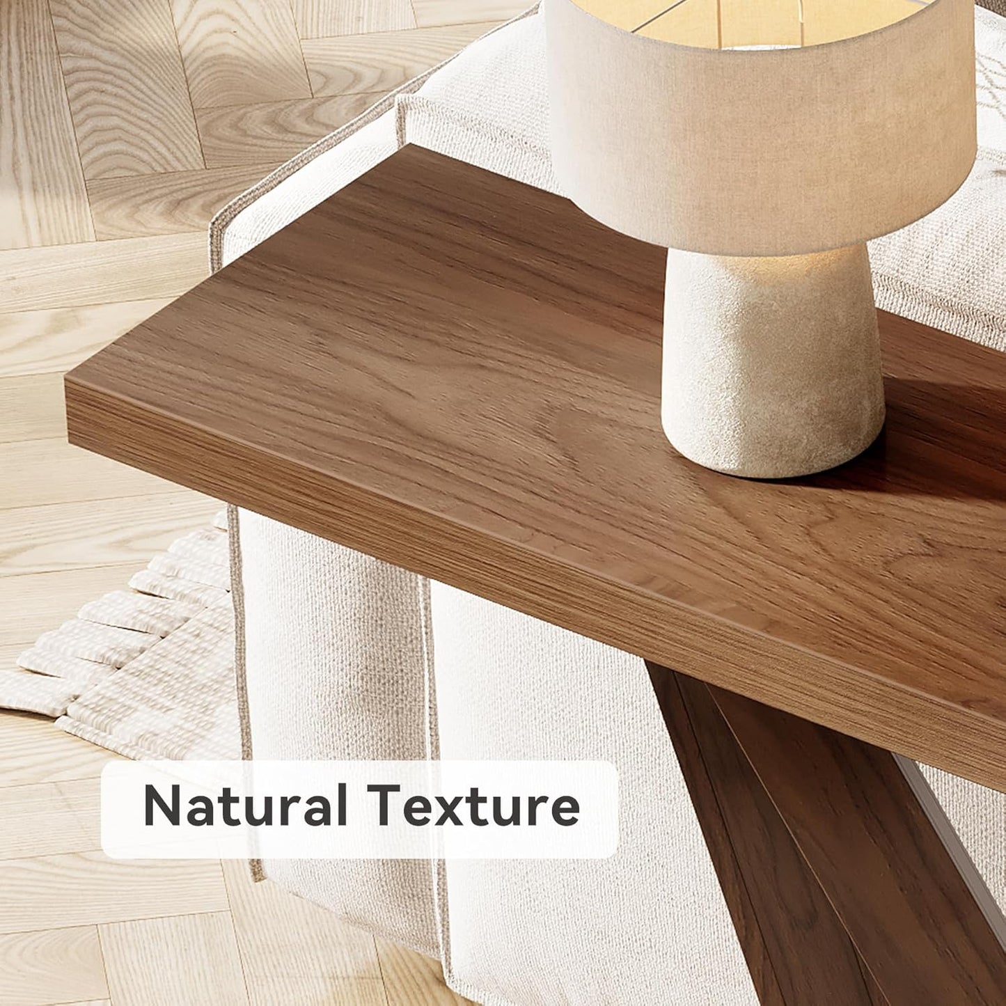 63-Inch Console Table with Geometric Base, Modern Long Narrow Accent Sofa Table behind the Couch, Wood Entryway Table for Hallway, Foyer, Living Room, Dark Brown