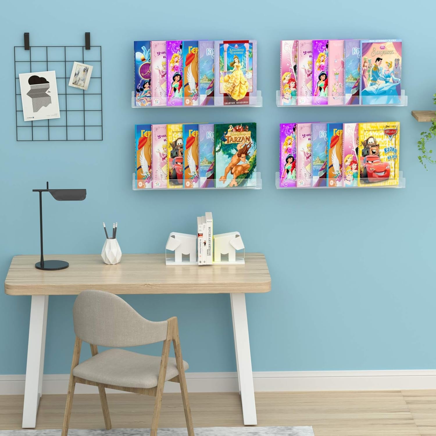 Acrylic Invisible Floating Bookshelf 24 Inch,Kids Clear Wall Bookshelves Display Book Shelf,50% Thicker with Screwdriver