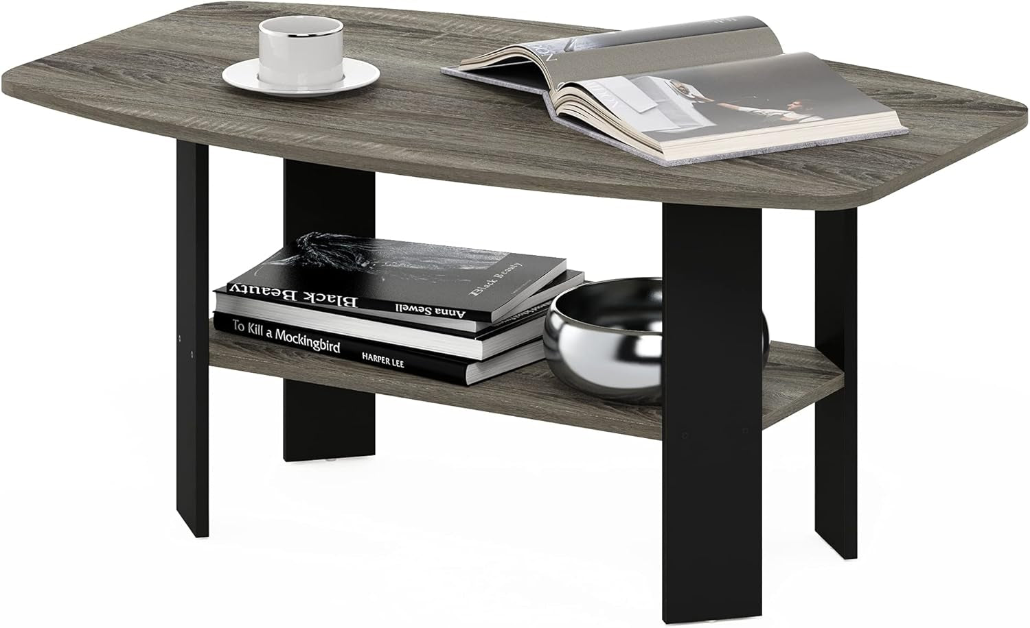 Simple Design Coffee Table, French Oak Grey/Black