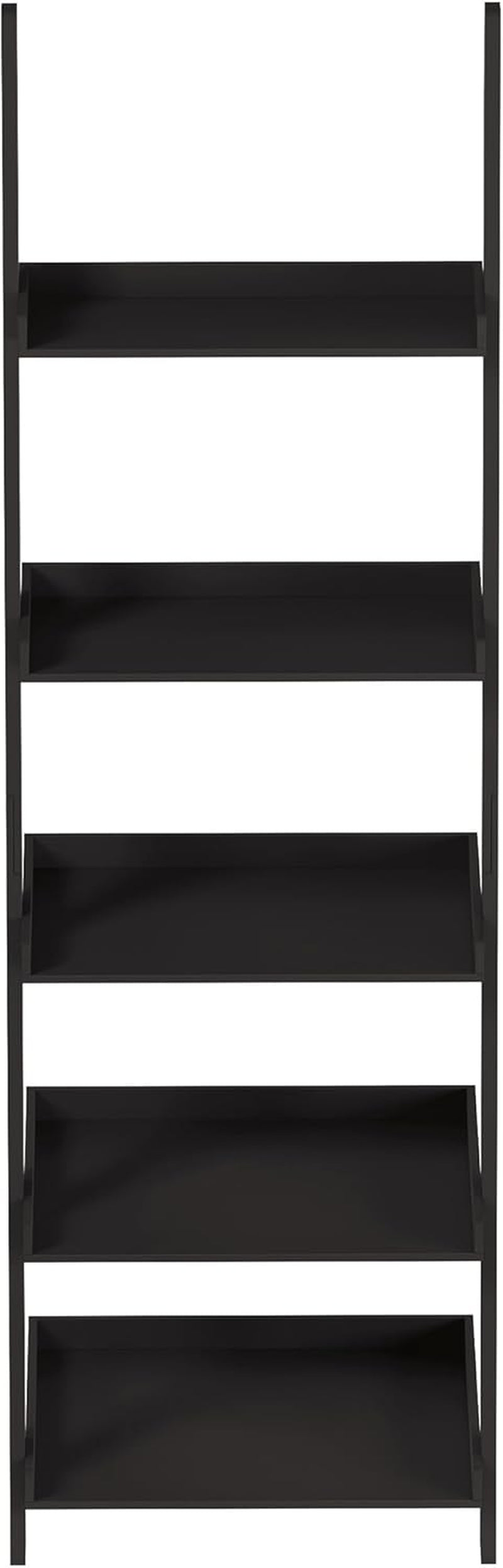Bookshelf - 5-Tier Ladder Shelf with Leaning Look - Bookcase for Home Decor and Office Storage - Freestanding Book Shelves by  (Black)