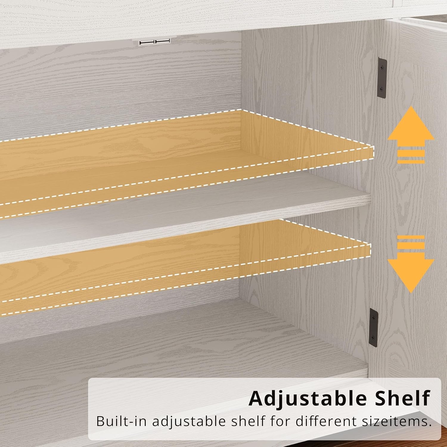 Buffet Cabinet with Storage, Sideboard Storage Cabinet, Kitchen Cabinet with Drawers and Doors, Natural Wood
