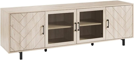 Harper Modern 4 Door Herringbone Stand for Tvs up to 80 Inches, 70 Inch, Birch