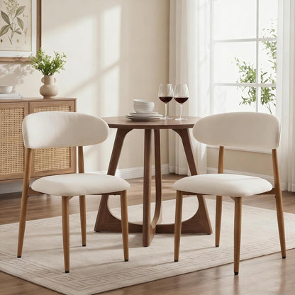 Dining Chairs Set of 4, Metal Kitchen Chairs with Modern Fabric Upholstered for Dining Room, Beige