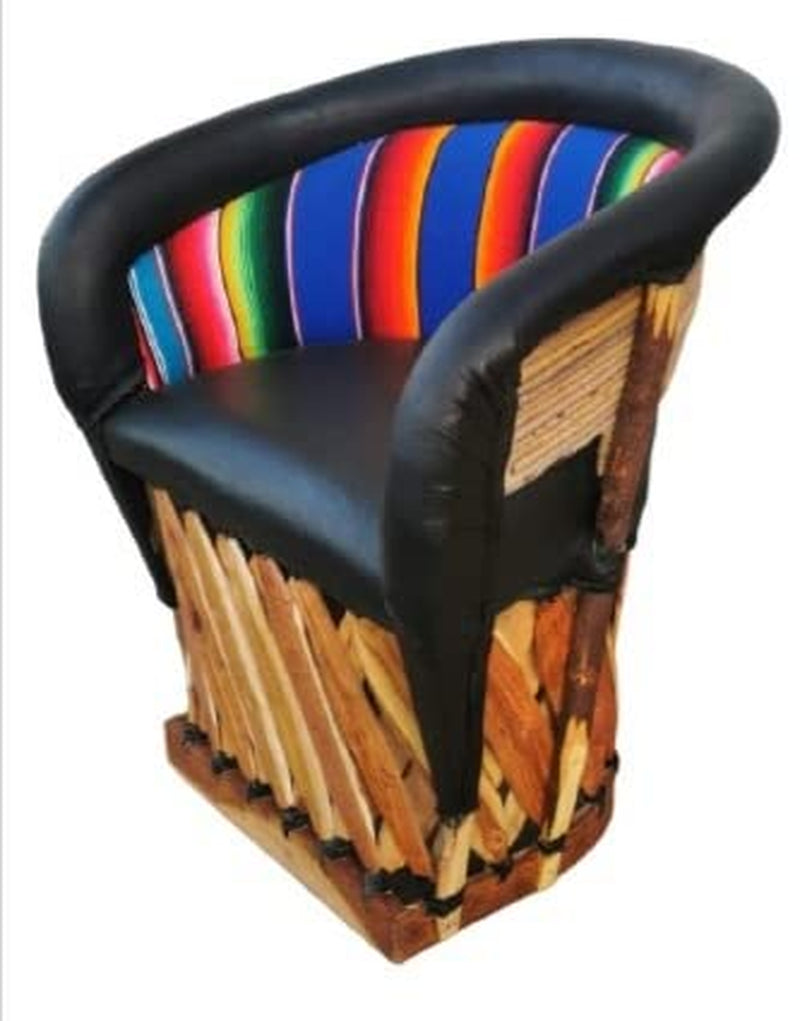 Equipal Forniture Traditional Mexican Equipal Chair Black Color Zarape , Artisan in Mexico Equipales San José Original Skin Ideal for Your Home, Bar, Restaurant, Office, Hotel