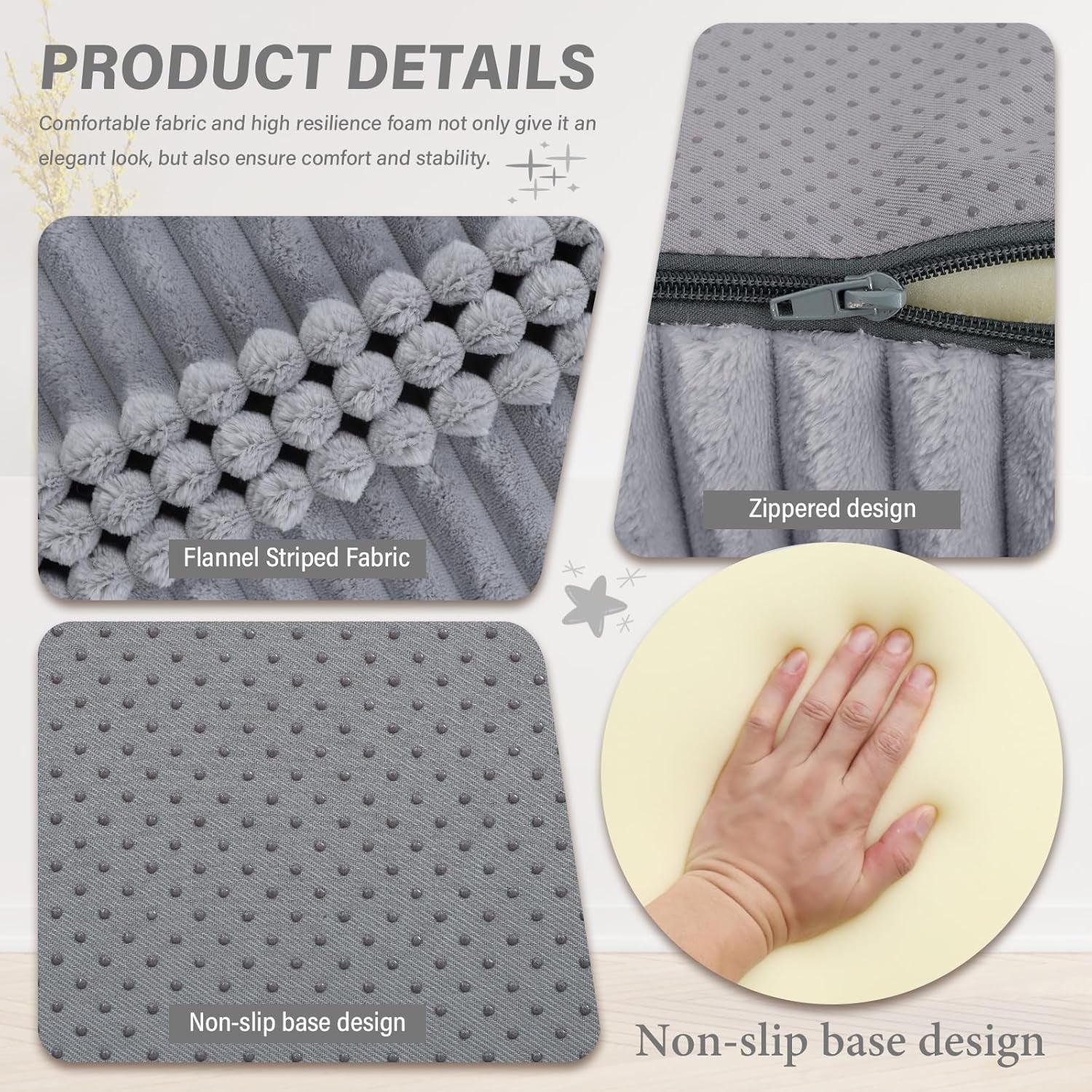 Corduroy Chaise Lounge Chair Couch Indoor Boneless Oversized High-Density Sponge Soft Sofa, Light Grey