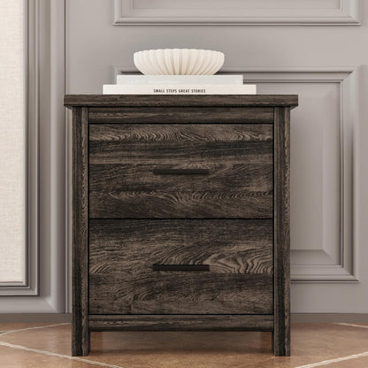 4-Pcs Queen Size Bed Frame Dresser Night Stand Bedroom Set, Platform with USB Charging Ports Storage Headboard & 1 X 5 Drawers Cabinet & 2 X Nightstands, Wooden, Antique Grey