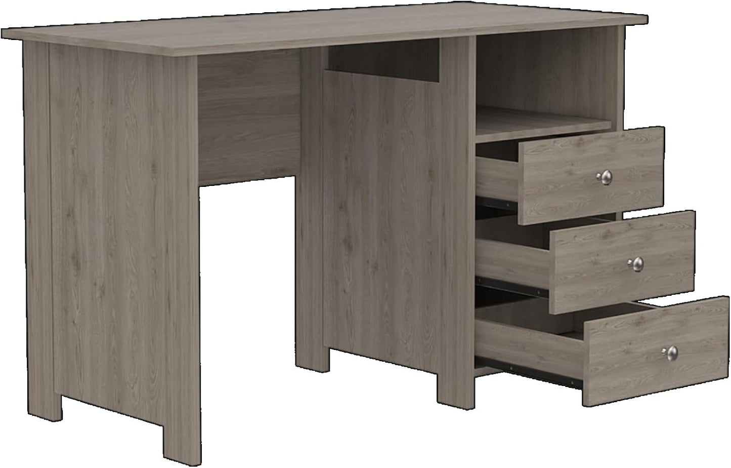 Modern Look Wooden Computer Desk with Open Storage Shelf and 3-Drawers, Multifunctional and Practical Study Writing Table for Studio Apartments, Dorms, Bedrooms, and Small Offices