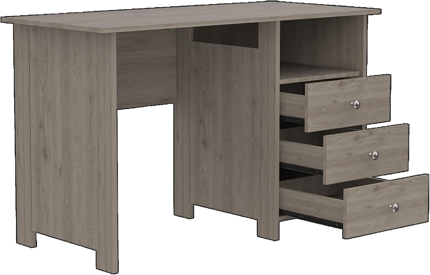 Modern Look Wooden Computer Desk with Open Storage Shelf and 3-Drawers, Multifunctional and Practical Study Writing Table for Studio Apartments, Dorms, Bedrooms, and Small Offices
