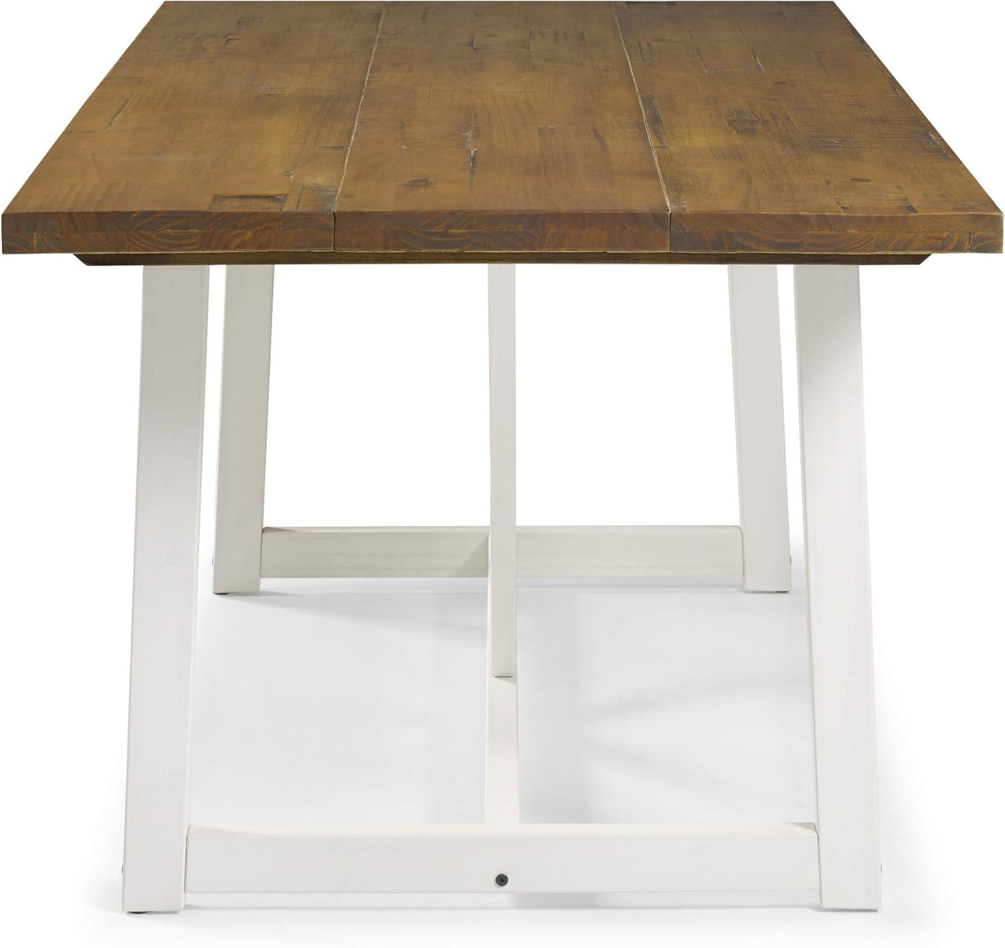 Modern Farmhouse Dining Table Wood Small Dining Room Table Sets Dining Chairs. 72 Inch. White and Rustic Oak