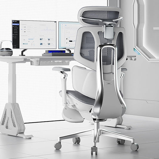 X7 Smart Ergonomic Chair, Office Chair, with Fully Automated Lumbar Tracking, 4D Adjustable Headrest, 720° Adjustable Armrests, Ventilated Seat Cushion, Swivel, Grey
