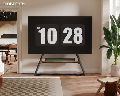 Design Large TV Floor Stand for 75 77 85 86 90 100 Inch Tvs, Heavy Duty TV Stand Mount with Large Wood Entertainment Shelf, Modern Living Room Television Stands, up to 187 Lbs, Eiffel Series