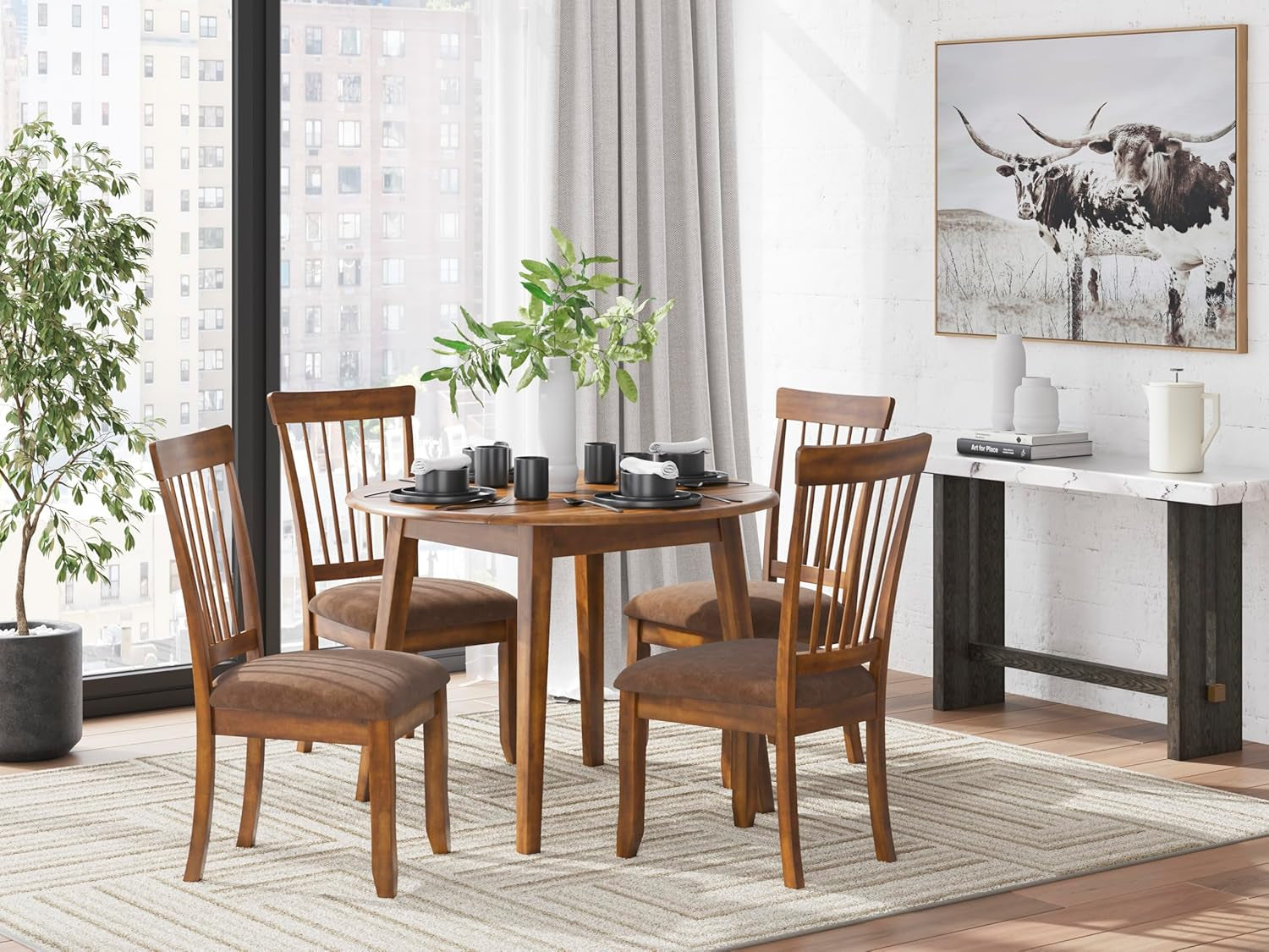 D199-01 Berringer 18" Rustic Dining Chair with Cushions, 2 Count, Light Brown