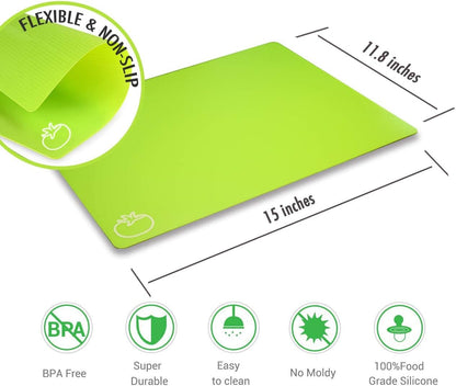 Cutting Board Mats Flexible Plastic Colored Mats with Food Icons,  Bpa-Free, Non-Porous, Anti-Skid Back and Dishwasher Safe, Set of 7 Rainbow - 7 Pieces