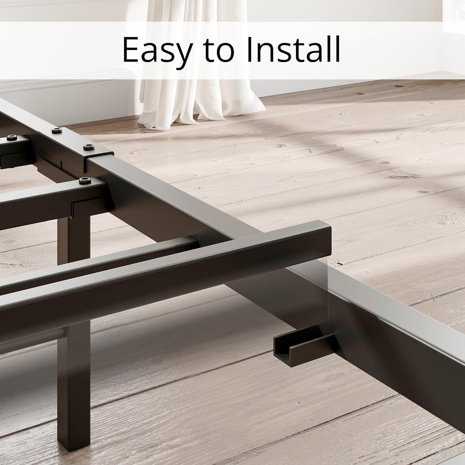 King Size Bed Frame, Storage Headboard with Charging Station, Solid and Stable, Noise Free, No Box Spring Needed, Easy Assembly