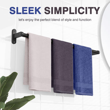 Towel Rack for Bathroom - 24" Rustproof Towel Holder, Sturdy Towel Bar Wall Mounted, Space-Saving Towel Hanger, Bathroom Accessories, Home Decor, Apparment Essentials, Black