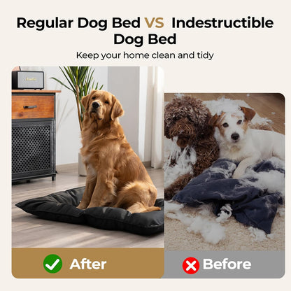 Chew Proof Indestructible Dog Bed - Durable Dog Bed for Aggressive Chewers, Machine Washable & Waterproof Indoor Outdoor Crate Pad, Tough Kennel Pad for Large Dogs (Large (28"X41"))