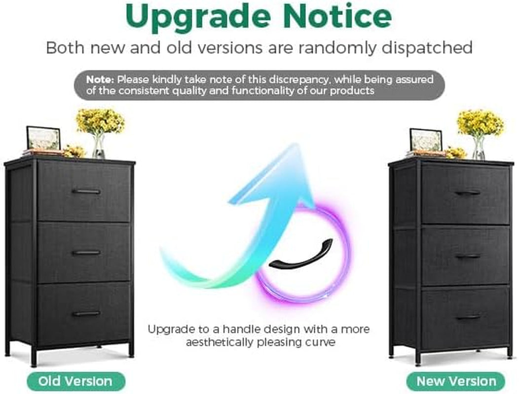 Dresser for Bedroom Nightstand Small Dressers Chest of Drawers End Table for Living Room, Closet Dresser with 3 Storage Drawers Organizer Clothes, Black