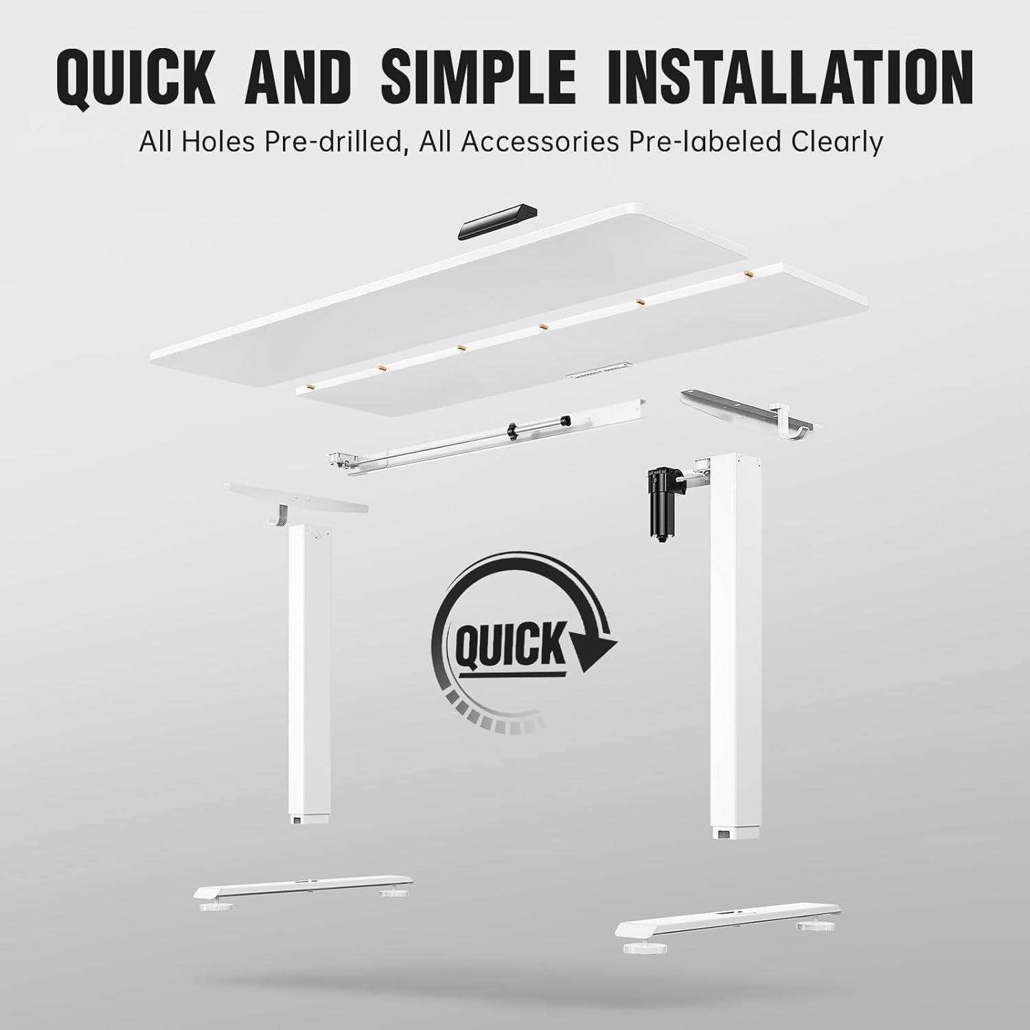 55 Inch Large Electric Standing Desk,Sit to Stand Up, Heights Adjustable, Work Home Office Computer Table for Study, Walking Pad, Writing, and Games, Wooden Desktop Desks, White