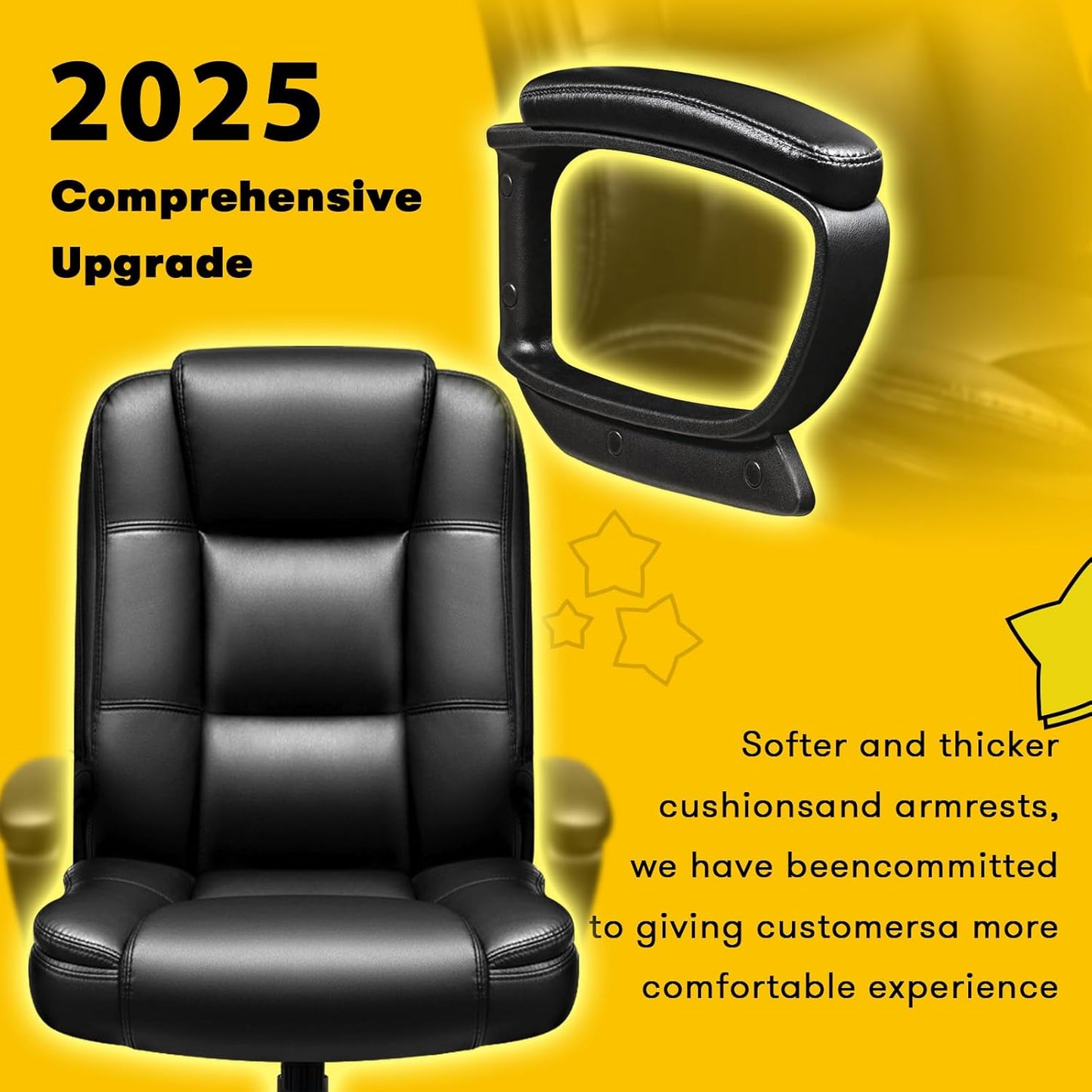 Home Office Chair, 400LBS Big and Tall Computer Chair Heavy Duty Design, Ergonomic High Back Cushion Lumbar Back Support, Adjustable Executive Leather with Armrest