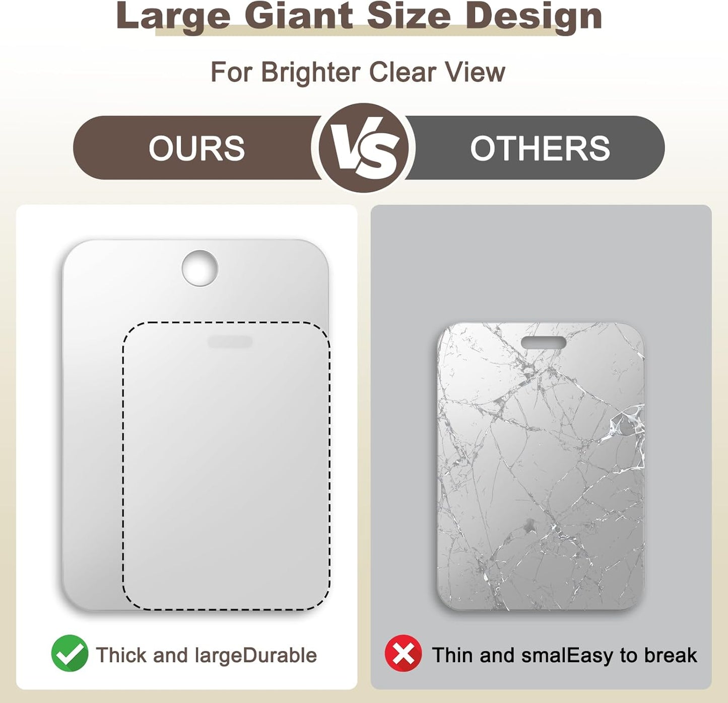 Shower Mirror Fogless for Shaving Anti-Fog Frameless Wall Hanging Makeup,11.81" L X 7.87" W,Grey