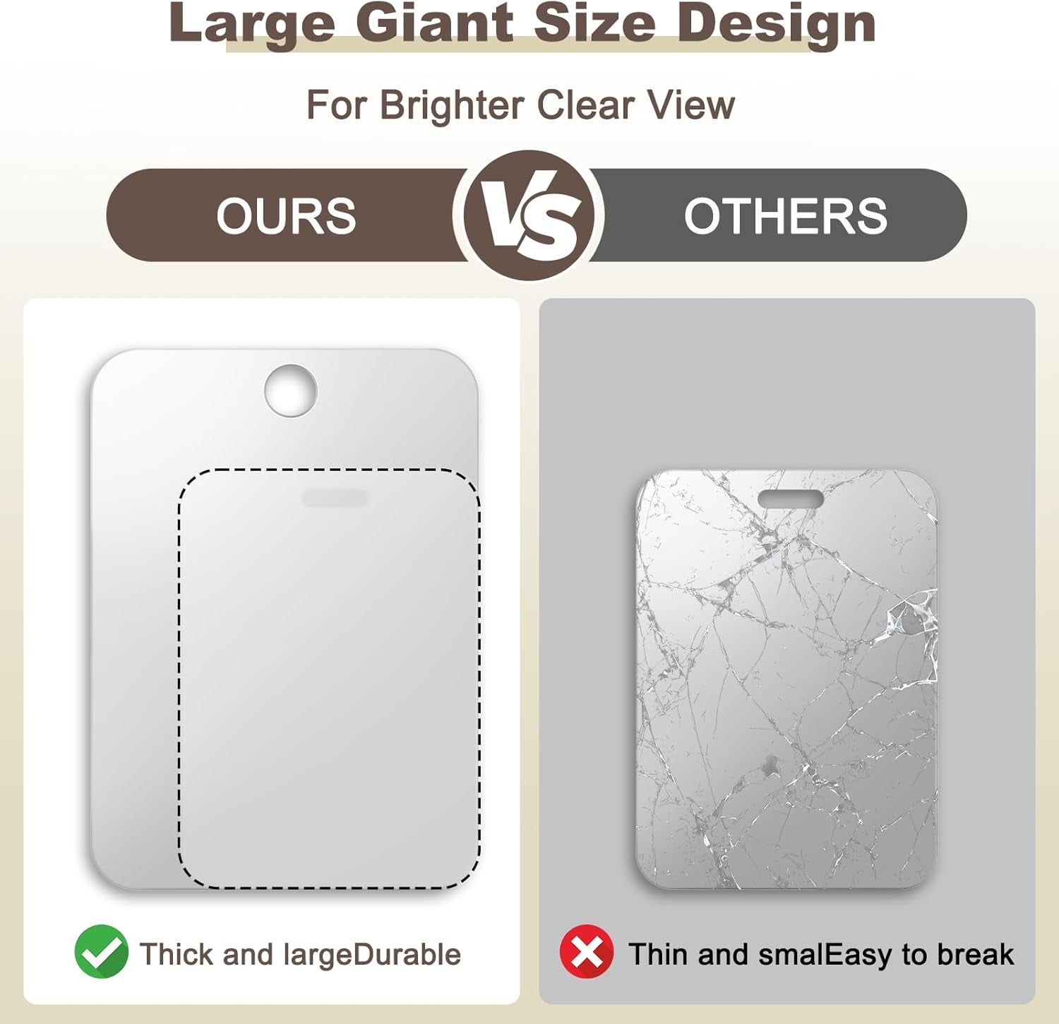 Shower Mirror Fogless for Shaving Anti-Fog Frameless Wall Hanging Makeup,11.81" L X 7.87" W,Grey