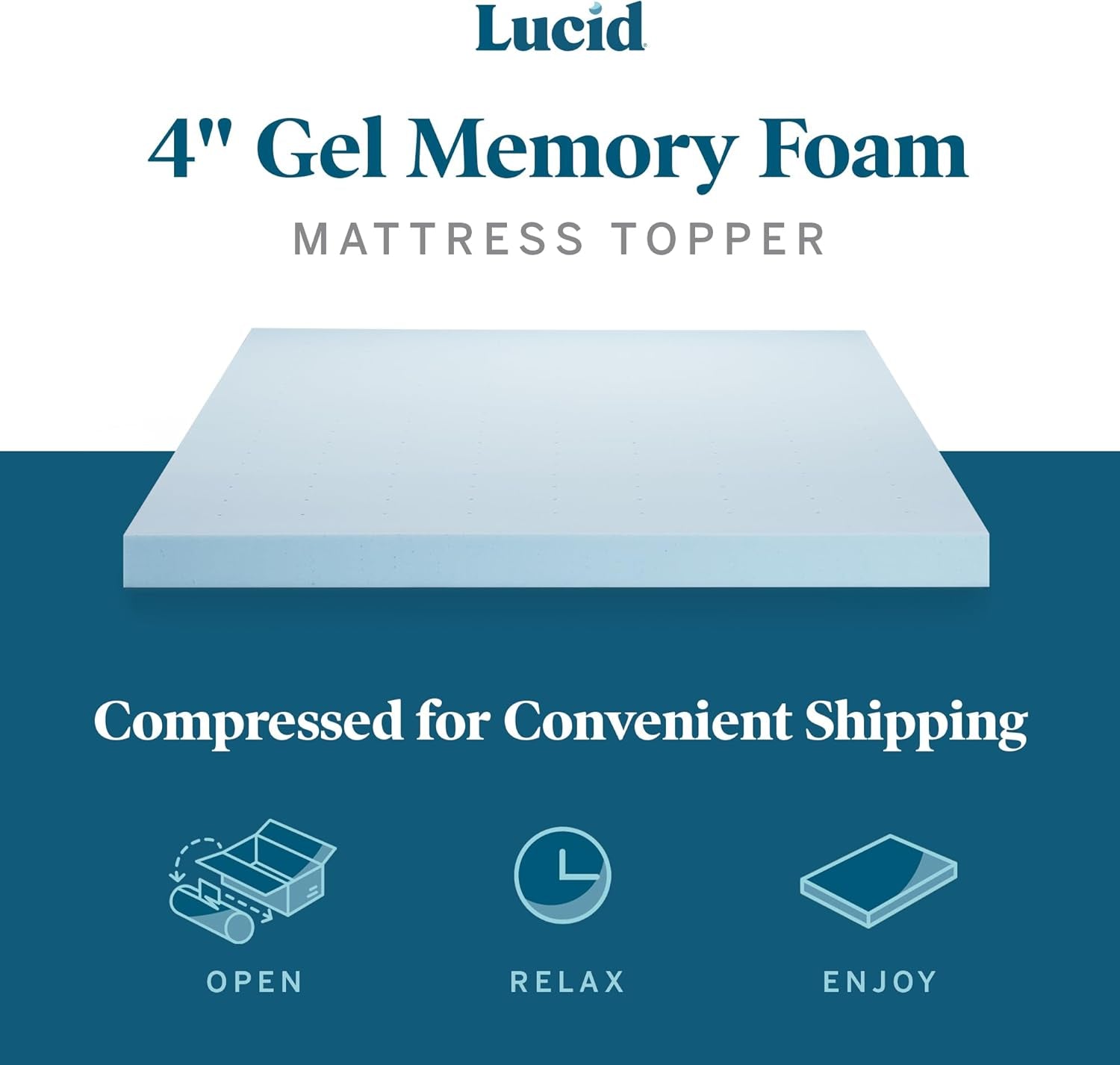 4 Inch Gel Memory Foam Mattress Topper-Ventilated Design-Ultra Plush-Queen