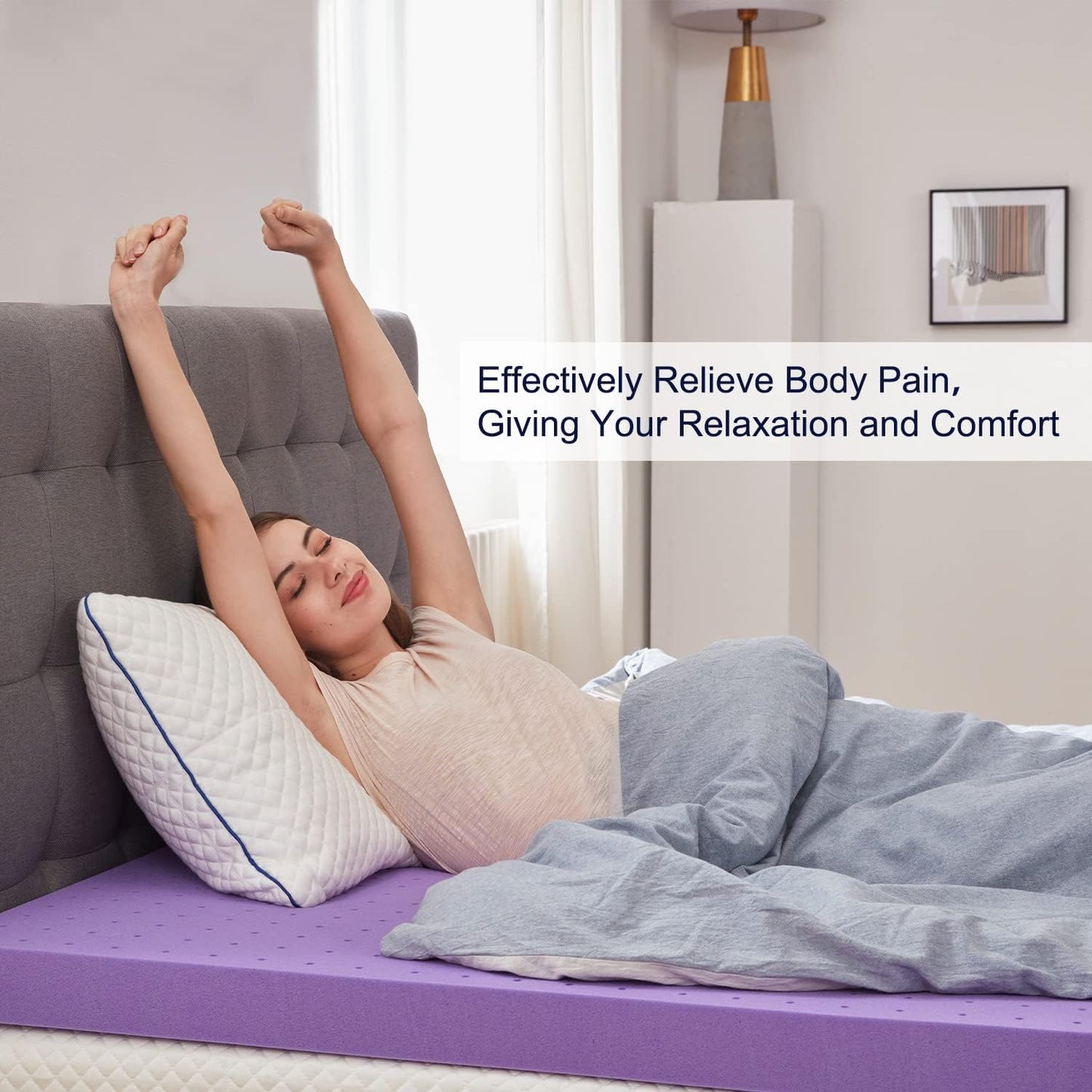 2 Inch Gel Memory Foam Mattress Topper Ventilated Soft Pressure Relieve Mattress Pad, Breathable Bed Topper, Certipur-Us Certified, Twin Size