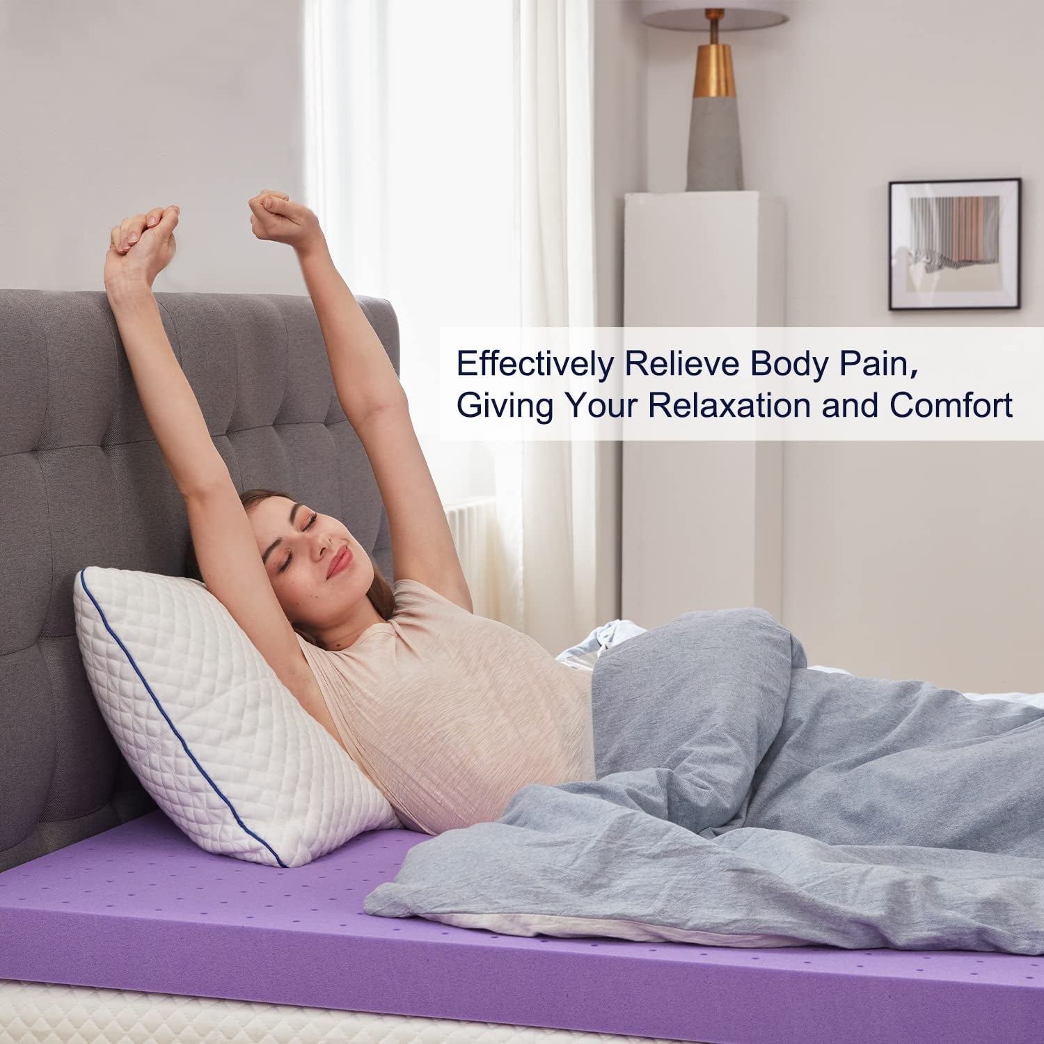 2 Inch Gel Memory Foam Mattress Topper Ventilated Soft Pressure Relieve Mattress Pad, Breathable Bed Topper, Certipur-Us Certified, Twin Size