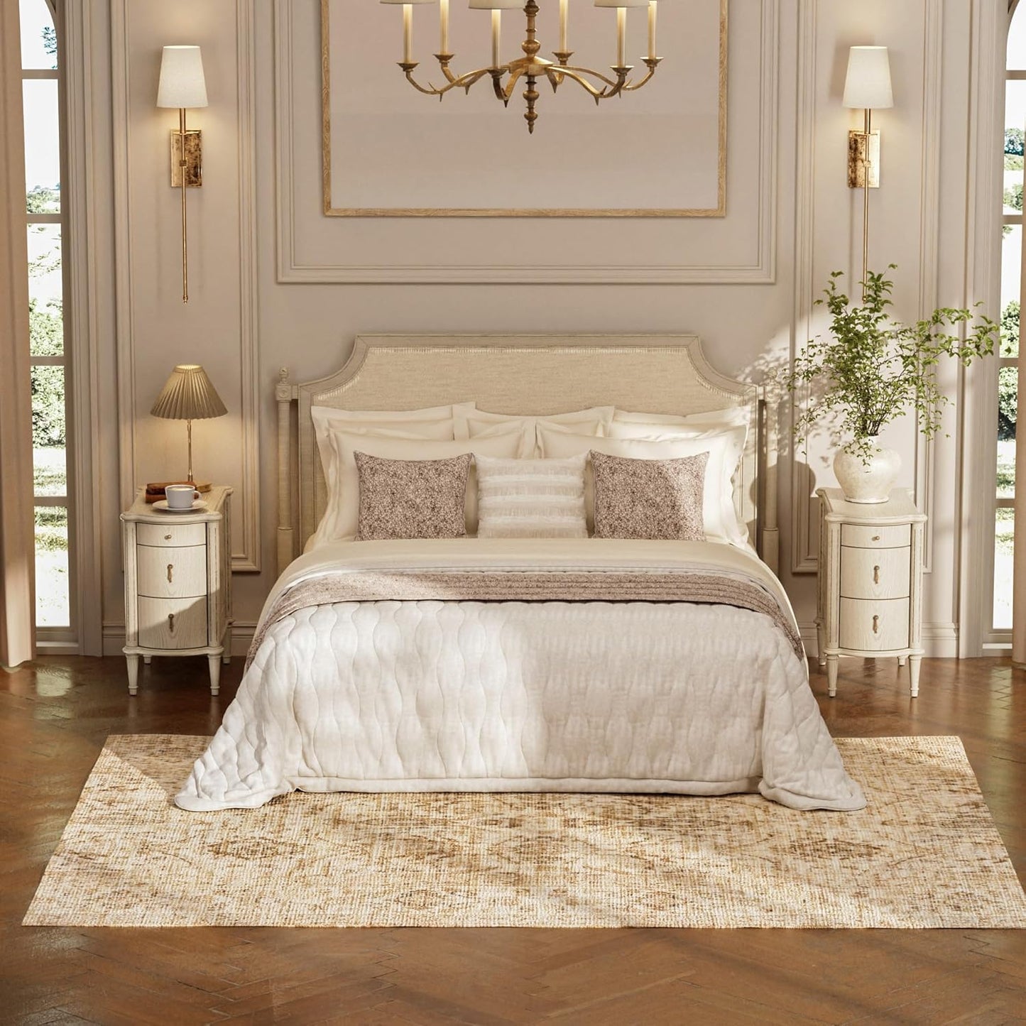 Nightstand W/Charging Station & 3 Drawers, Pre-Assembled, Vintage Side Table W/Antique-Finished Pulls, Rustic Wood Finish, Narrow End Table W/Turned Legs for Bedroom (1, Antique Grey)