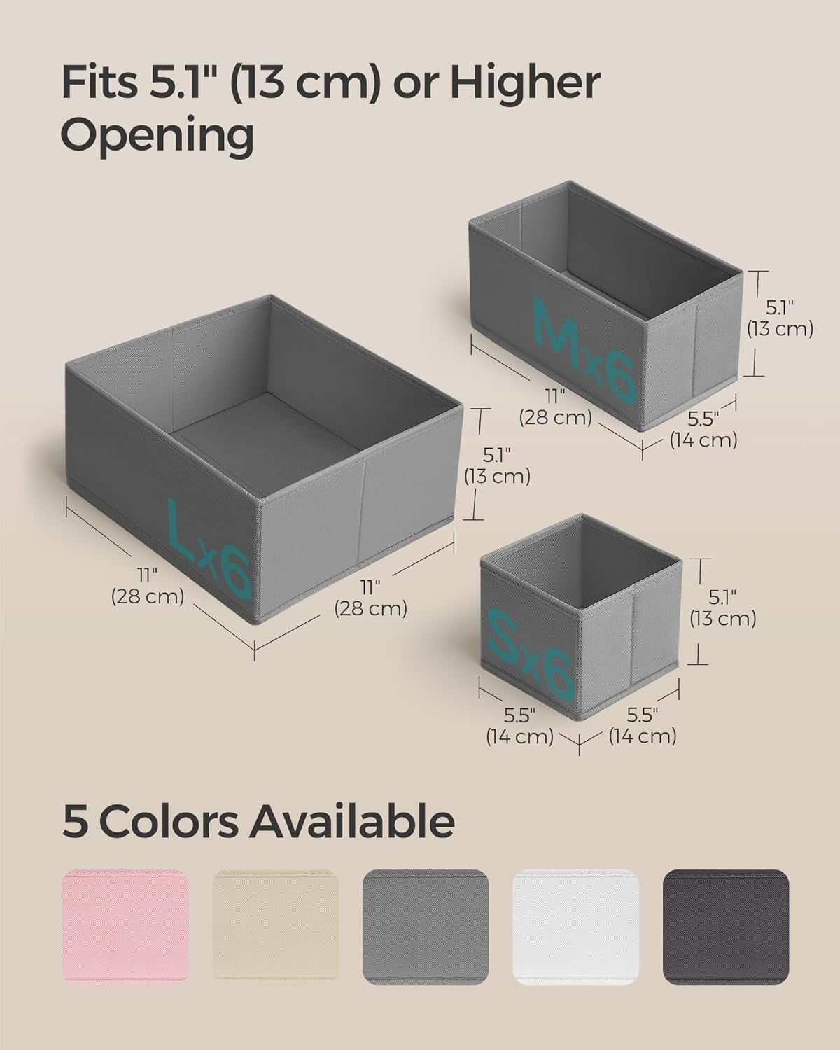 Drawer Organizers, Dresser Divider Organizers, Set of 18, Foldable Fabric Storage Boxes for Socks, Underwear, Bras, Ties, Scarves, Dove Gray URDZ006G05