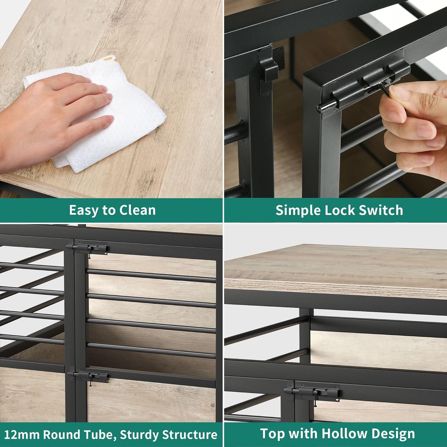 47 Inch Dog Crate End Table with Sliding Door, Heavy Duty Chew-Resistant Cage Furniture for Medium Large Dogs, Wooden Indoor Dog Kennel Furniture Decorative for Living Room, Black Walnut